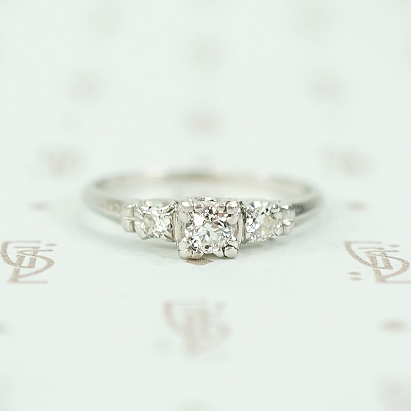 Elegant 1940s Platinum Diamond Engagement Ring