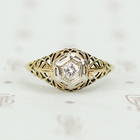 Sweet Yellow Gold Filigree Diamond Solitaire
