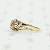 Sweet Yellow Gold Filigree Diamond Solitaire