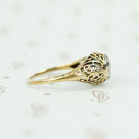 Sweet Yellow Gold Filigree Diamond Solitaire