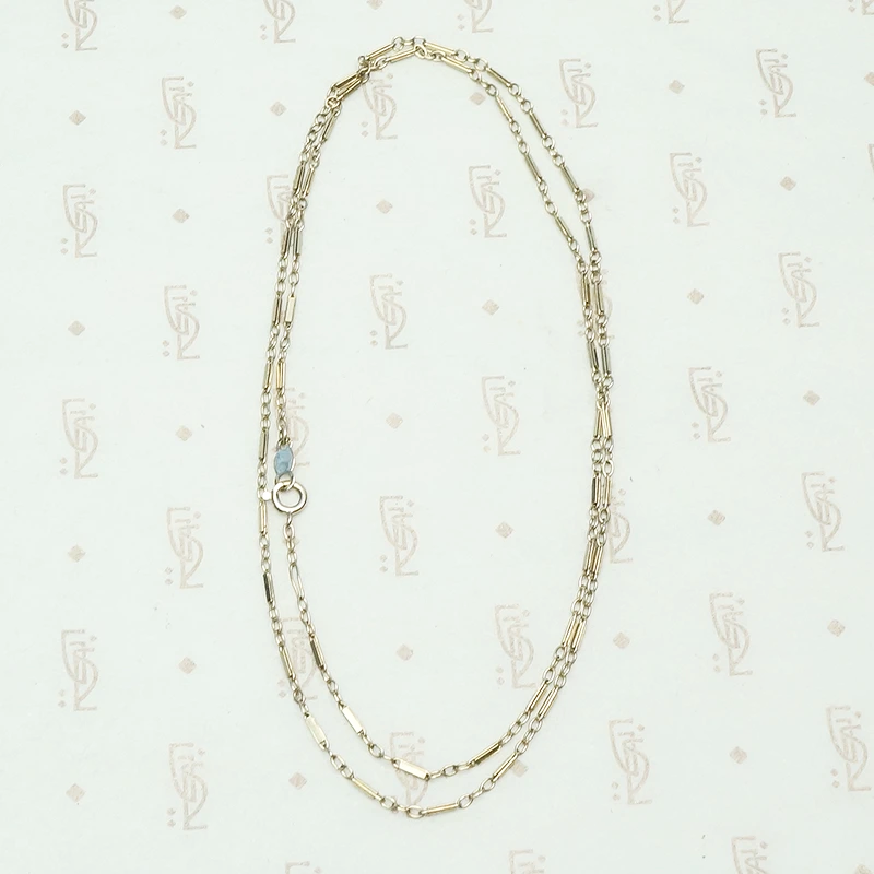 vintage 14k greenish yellow gold bar and link chain 18" long