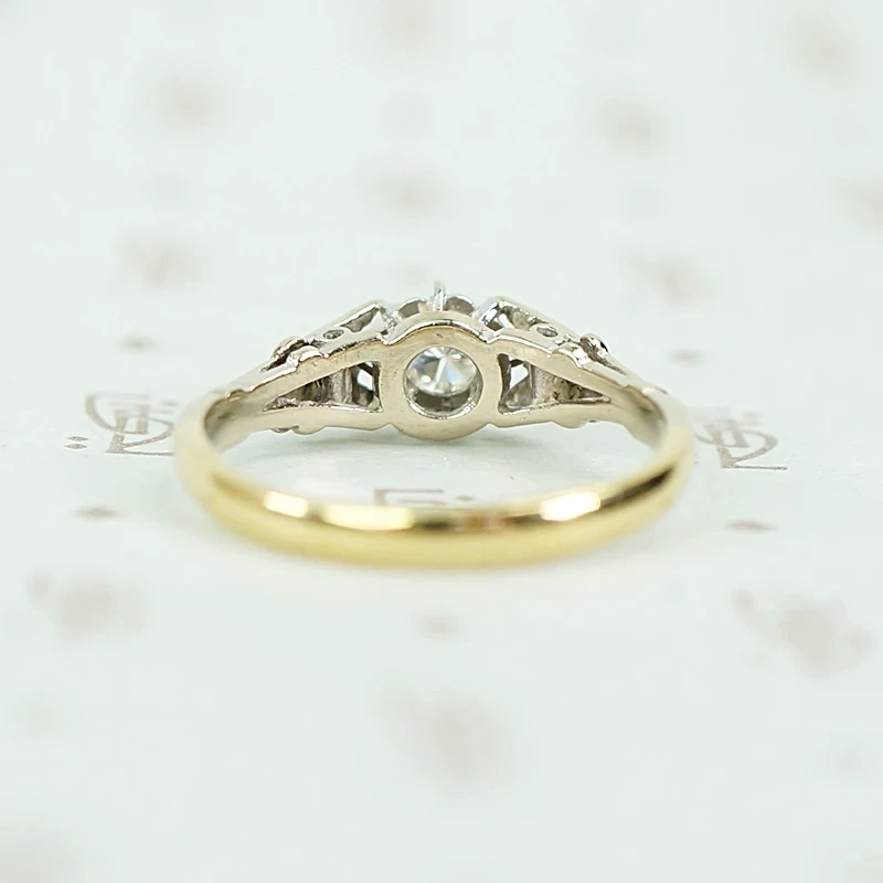 Two Tone Art Deco Diamond Engagement Ring