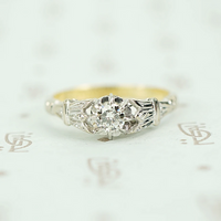 Two Tone Art Deco Diamond Engagement Ring