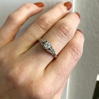 Two Tone Art Deco Diamond Engagement Ring