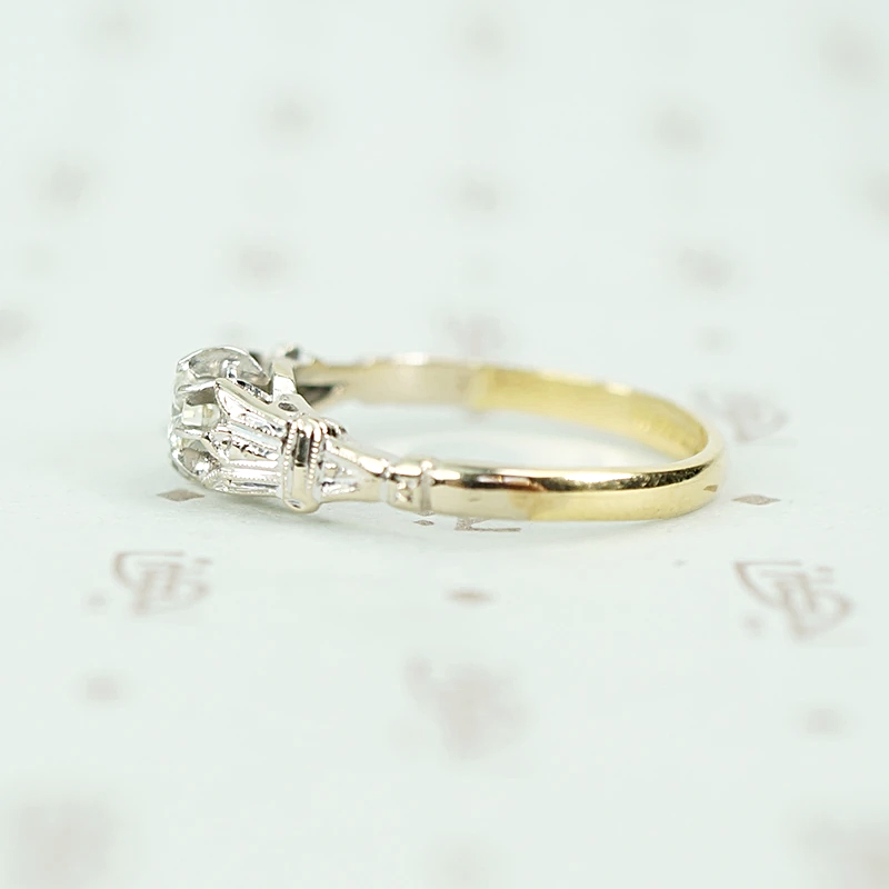 Two Tone Art Deco Diamond Engagement Ring