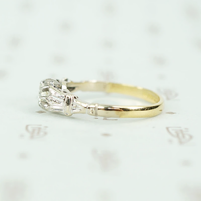 Two Tone Art Deco Diamond Engagement Ring