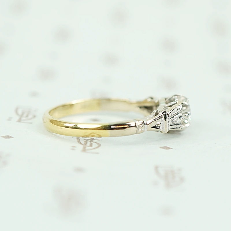 Two Tone Art Deco Diamond Engagement Ring