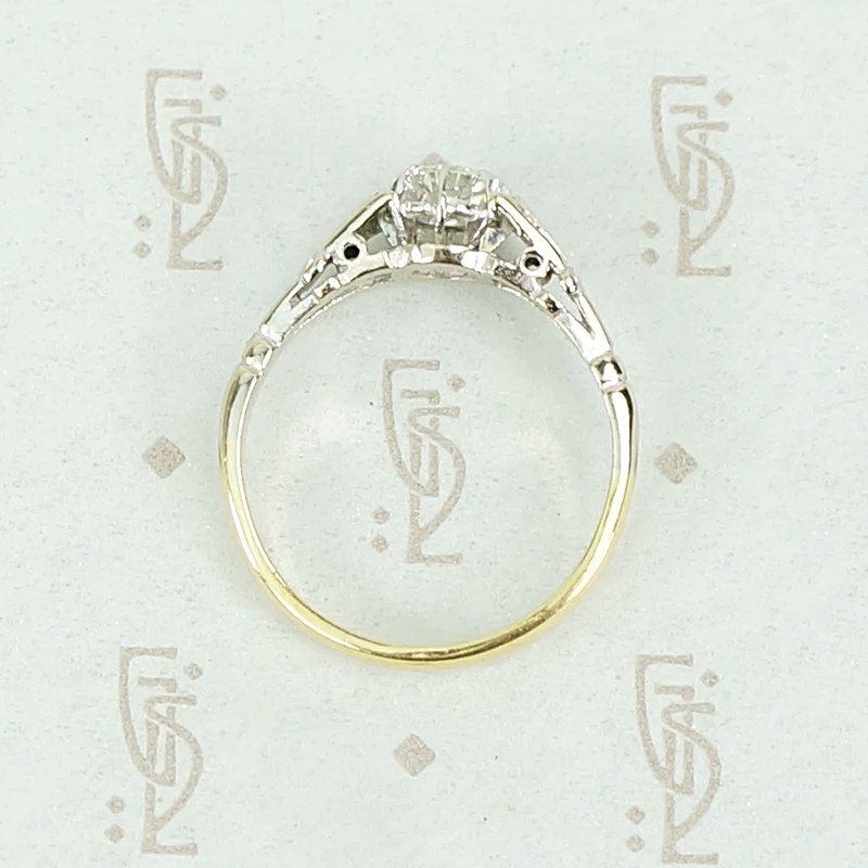 Two Tone Art Deco Diamond Engagement Ring