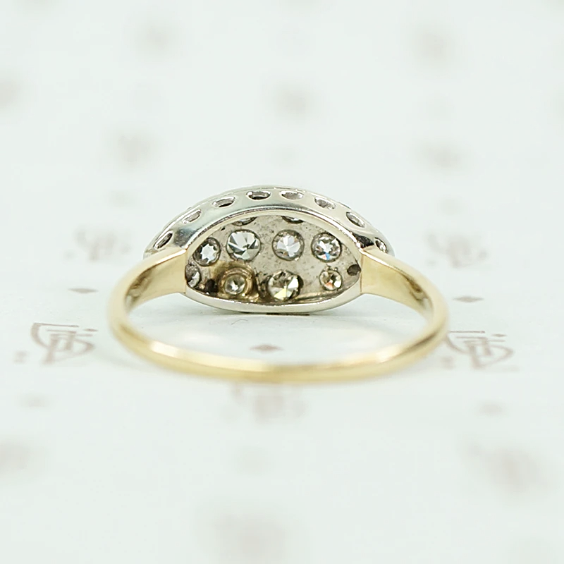 Vintage Diamond Cluster Two Tone Band