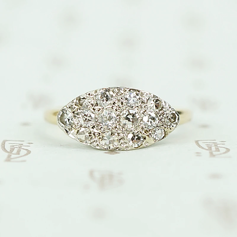 Vintage Diamond Cluster Two Tone Band