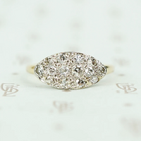 Vintage Diamond Cluster Two Tone Band