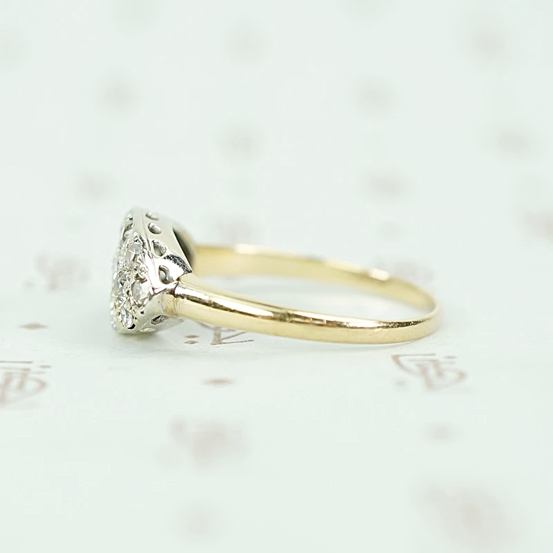Vintage Diamond Cluster Two Tone Band