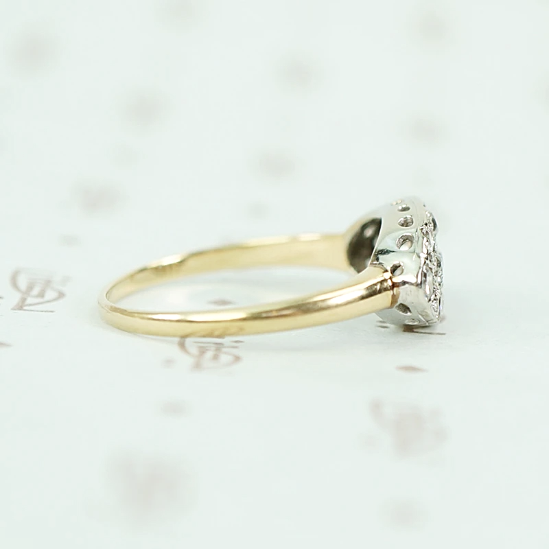 Vintage Diamond Cluster Two Tone Band