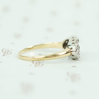 Vintage Diamond Cluster Two Tone Band