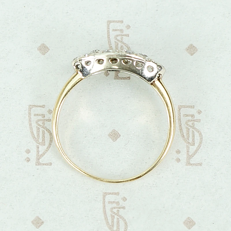 Vintage Diamond Cluster Two Tone Band