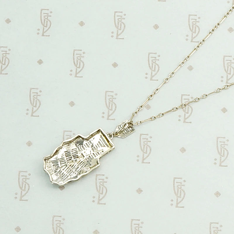 Filigree and Diamond Art Deco Necklace