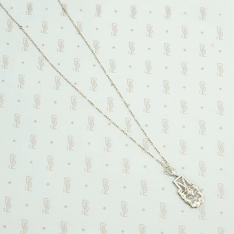 Filigree and Diamond Art Deco Necklace
