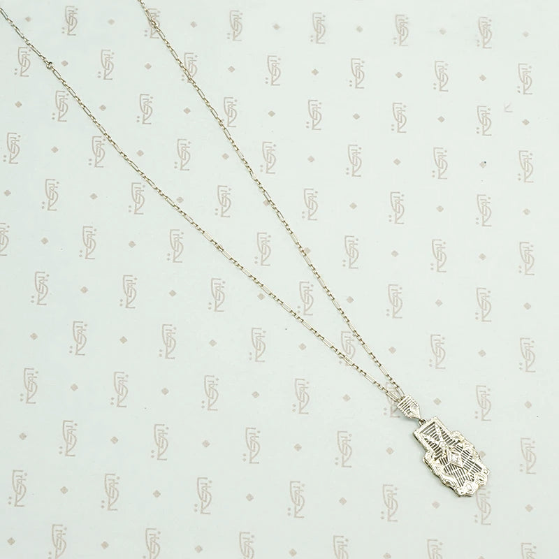Filigree and Diamond Art Deco Necklace