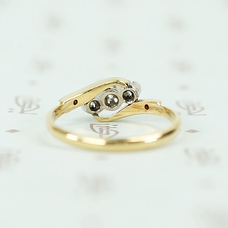 Swirling Floral Two Tone Diamond Ring