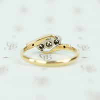 Swirling Floral Two Tone Diamond Ring