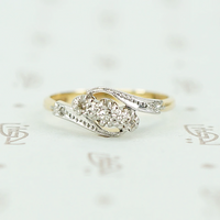 Swirling Floral Two Tone Diamond Ring