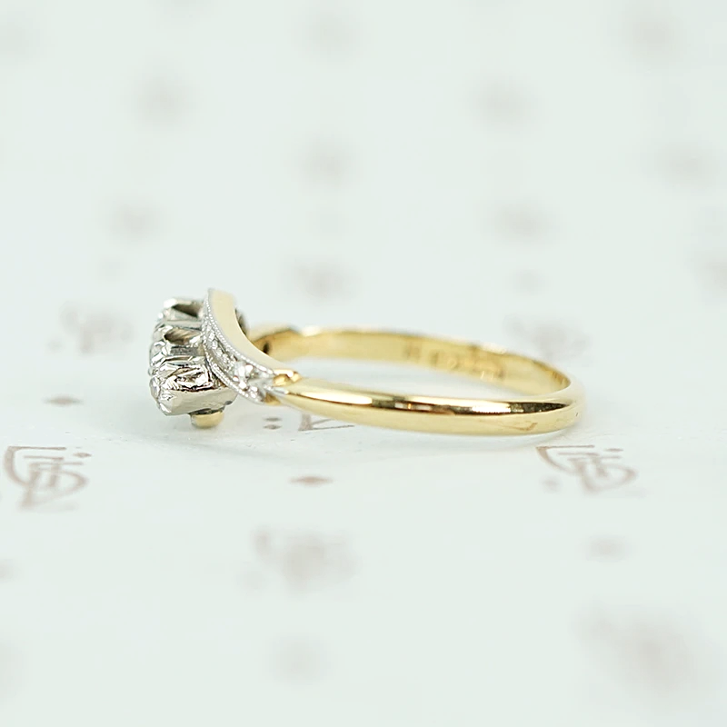 Swirling Floral Two Tone Diamond Ring