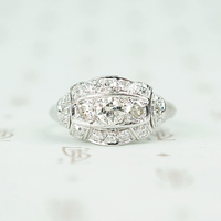 Art Deco Old European Cut Diamond Ring in Platinum