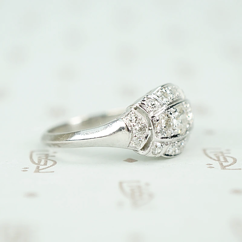 Art Deco Old European Cut Diamond Ring in Platinum