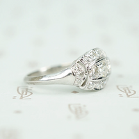 Art Deco Old European Cut Diamond Ring in Platinum