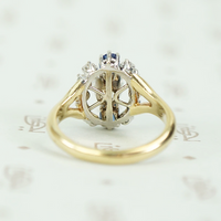 Midcentury Diamond and Sapphire Statement Ring