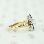 Midcentury Diamond and Sapphire Statement Ring