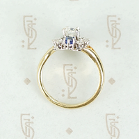 Midcentury Diamond and Sapphire Statement Ring