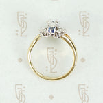 Midcentury Diamond and Sapphire Statement Ring