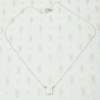 paved square of 14k white gold with 9 diamonds necklace