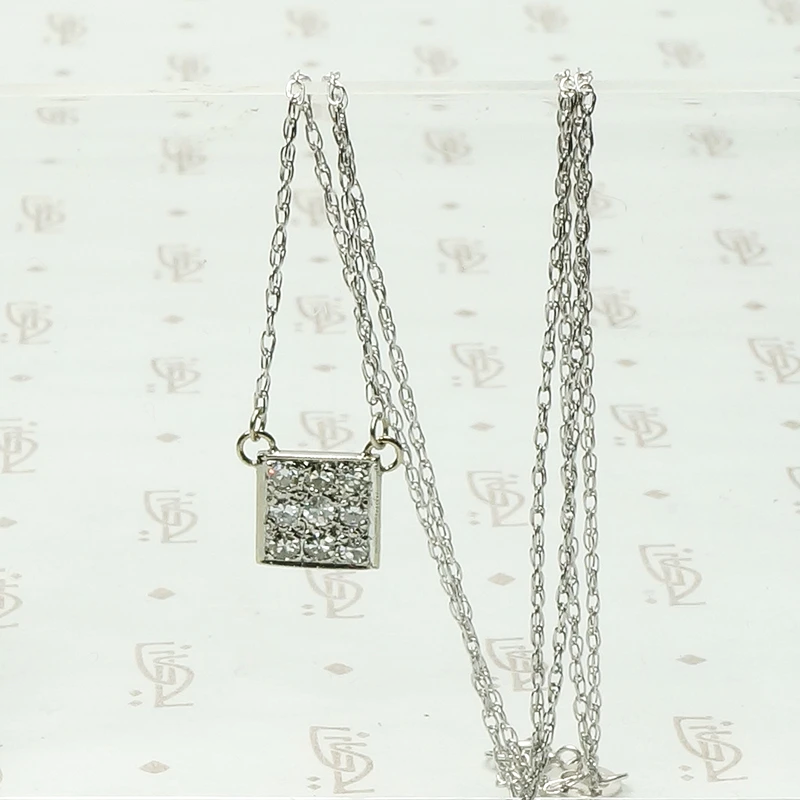 The Paved Diamond Square Pendant