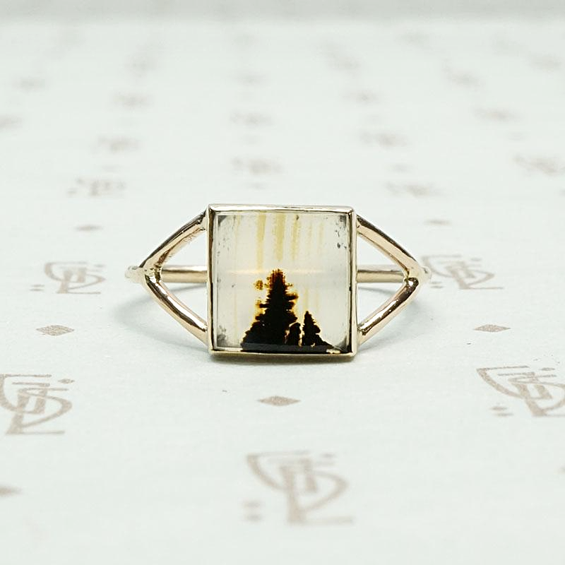 Tree Line Picture Agate Conversion Ring