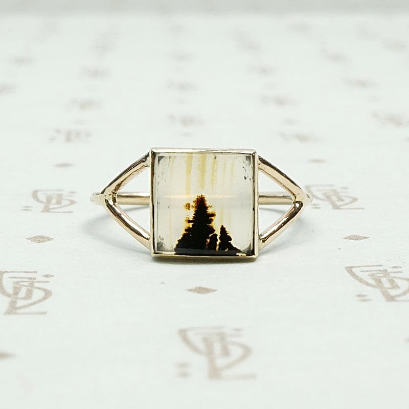 Tree Line Picture Agate Conversion Ring