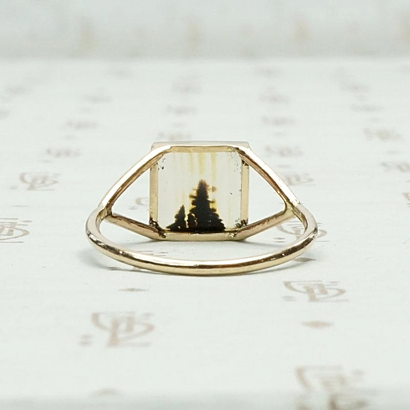 Tree Line Picture Agate Conversion Ring, back view