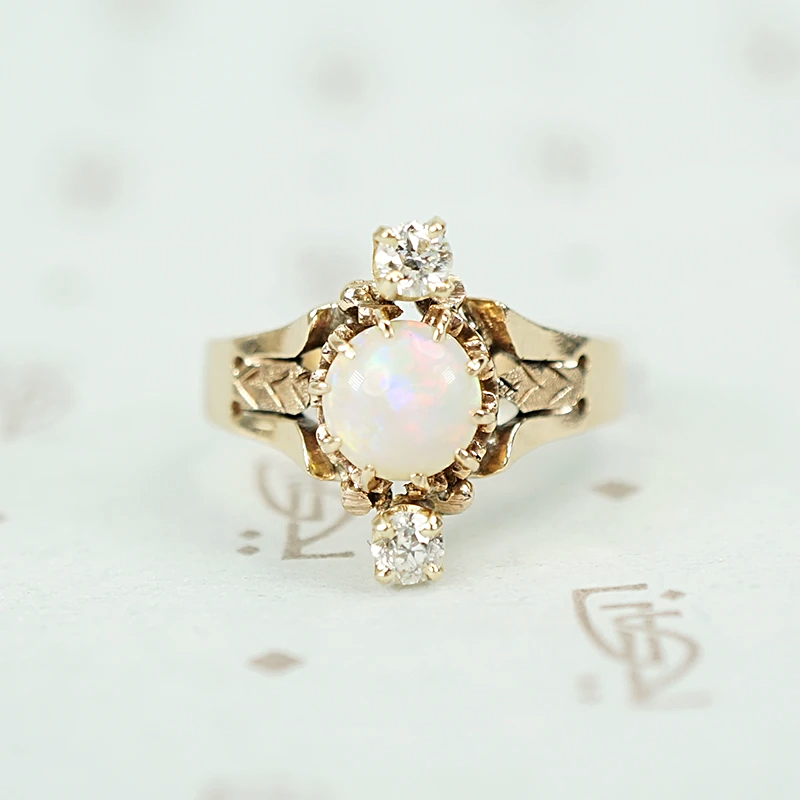 Lovely Antique Opal and Diamond Ring