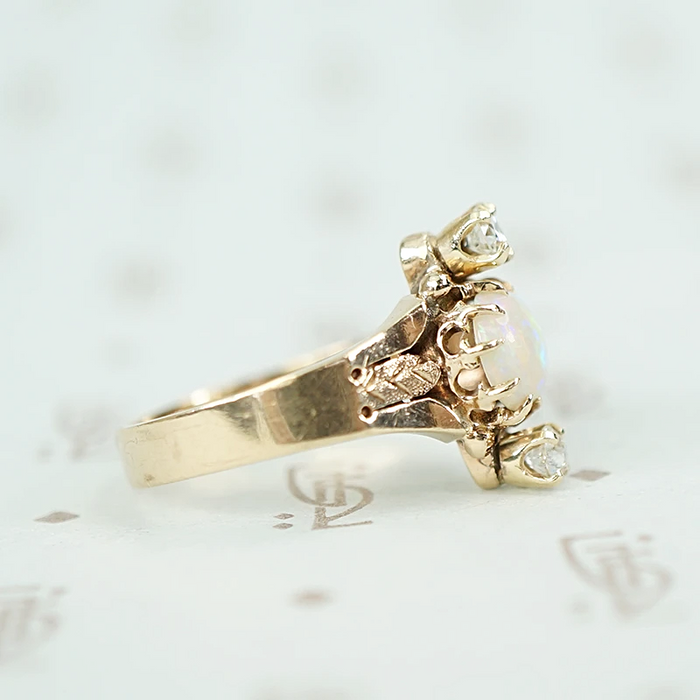 Lovely Antique Opal and Diamond Ring