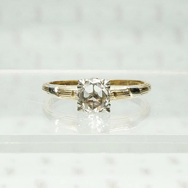 Old & New Antique Rose Cut Diamond in Retro Solitaire