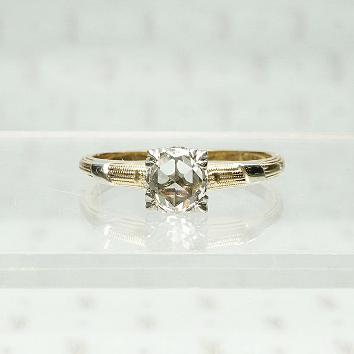 Old & New Antique Rose Cut Diamond in Retro Solitaire