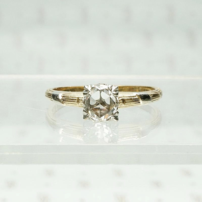 Old & New Antique Rose Cut Diamond in Retro Solitaire