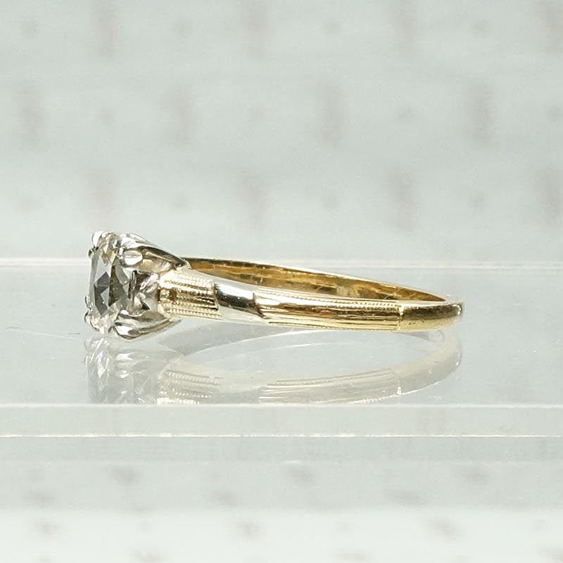 Old & New Antique Rose Cut Diamond in Retro Solitaire, side view