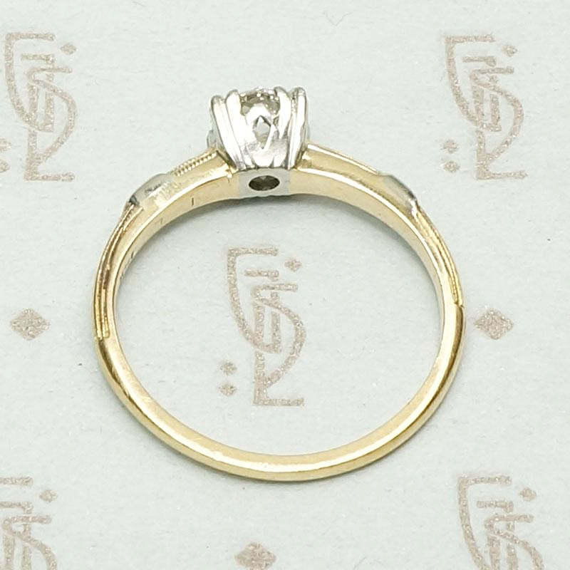 Old & New Antique Rose Cut Diamond in Retro Solitaire, top view
