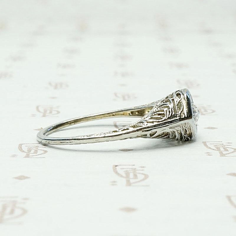 Star Set Rose Cut Diamond Solitaire in Filigree