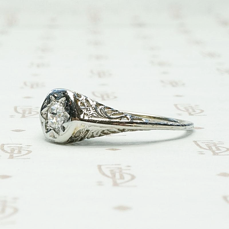 Star Set Rose Cut Diamond Solitaire in Filigree