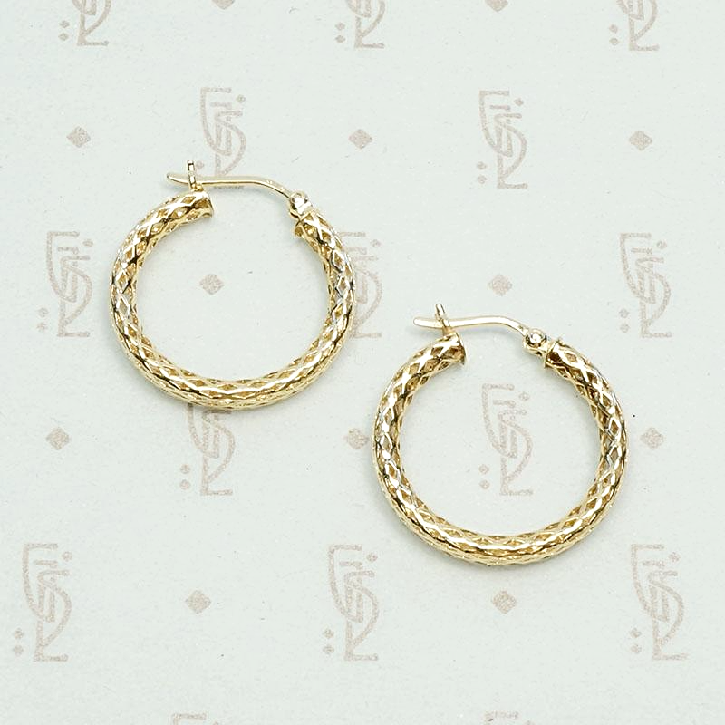 Glittering Woven Gold Hoop Earrings