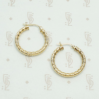 Glittering Woven Gold Hoop Earrings