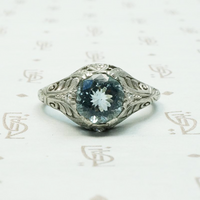 Dreamy Aquamarine Ring in Platinum Filigree